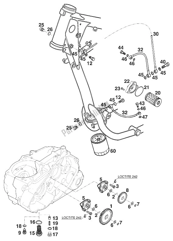 Toutes les pièces pour le Système De Lubrification Lc4-e '97 du KTM 400 EGS E 29 KW 11 LT Blau Europe 1997