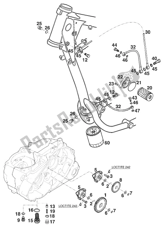 All parts for the Lubrication System Lc4-e '97 of the KTM 620 Duke E USA 1997