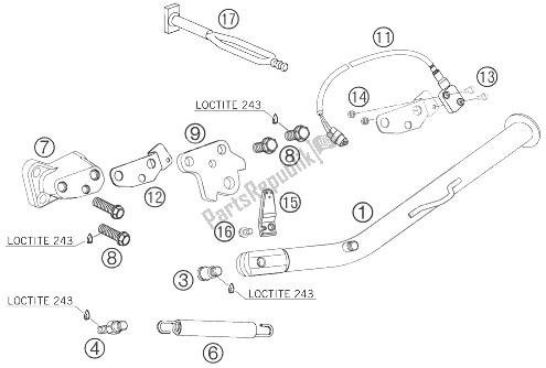 All parts for the Side Stand of the KTM 950 Superenduro R Australia United Kingdom 2007