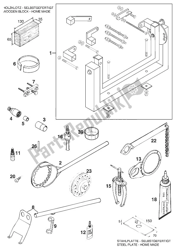 Todas las partes para Herramientas Especiales Lc4'96 de KTM 400 Super Comp WP 20 KW Europe 1997