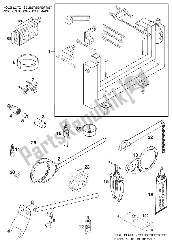 Alle onderdelen voor de Speciaal Gereedschap Lc4'96 van de KTM 620 EGS WP Europe 1996