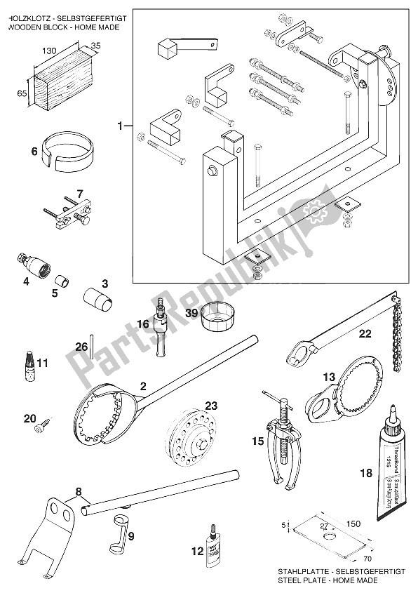Alle onderdelen voor de Speciaal Gereedschap Lc4'96 van de KTM 620 SX WP Europe 1997