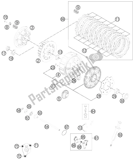 All parts for the Clutch of the KTM 250 EXC SIX Days Europe 2012