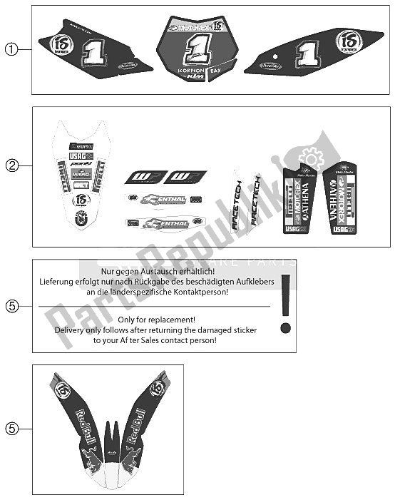 Toutes les pièces pour le Décalque du KTM 250 SX F Musquin Replica 11 Europe 2011