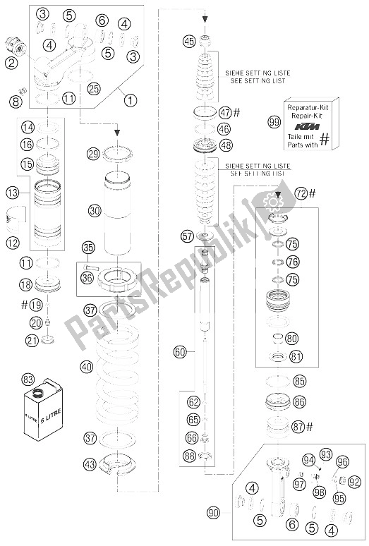 All parts for the Shock Absorber Disassembled of the KTM 950 Superenduro R Australia 2006