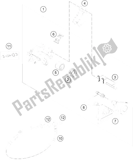 All parts for the Brake Caliper Rear of the KTM 450 EXC Europe 2016