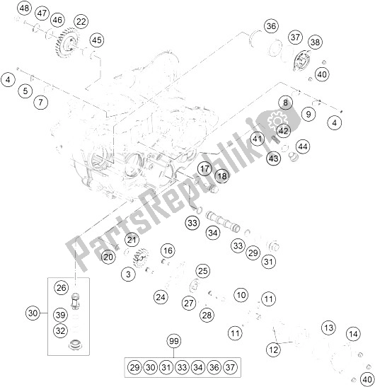 All parts for the Lubricating System of the KTM 500 EXC USA 2016