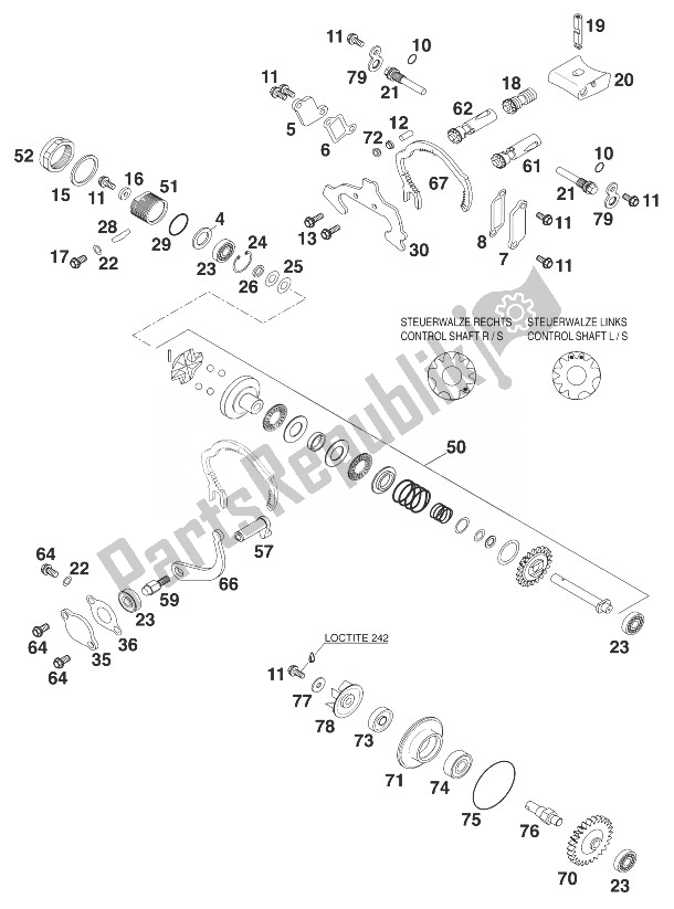 Todas las partes para Válvula De Escape 125/200 '98 de KTM 125 EXC 99 Europe 1999