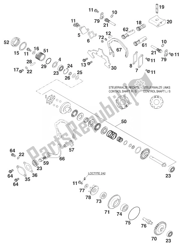 Tutte le parti per il Valvola Di Scarico 125/200 '98 del KTM 125 SX 98 USA 1998