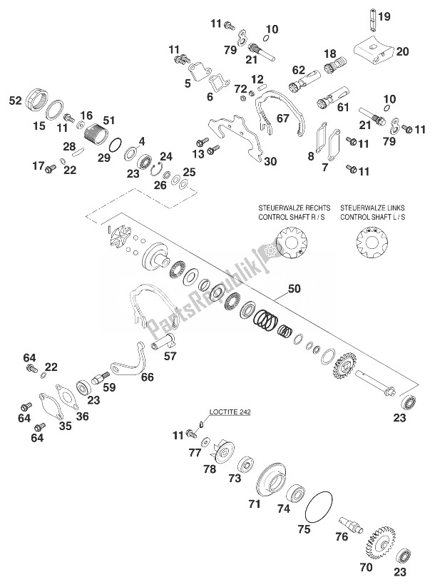 Tutte le parti per il Valvola Di Scarico 125/200 '98 del KTM 200 EXC 99 USA 1999