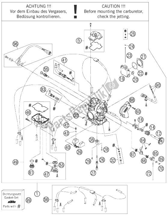 Tutte le parti per il Carburatore del KTM 450 SX F Europe 2007