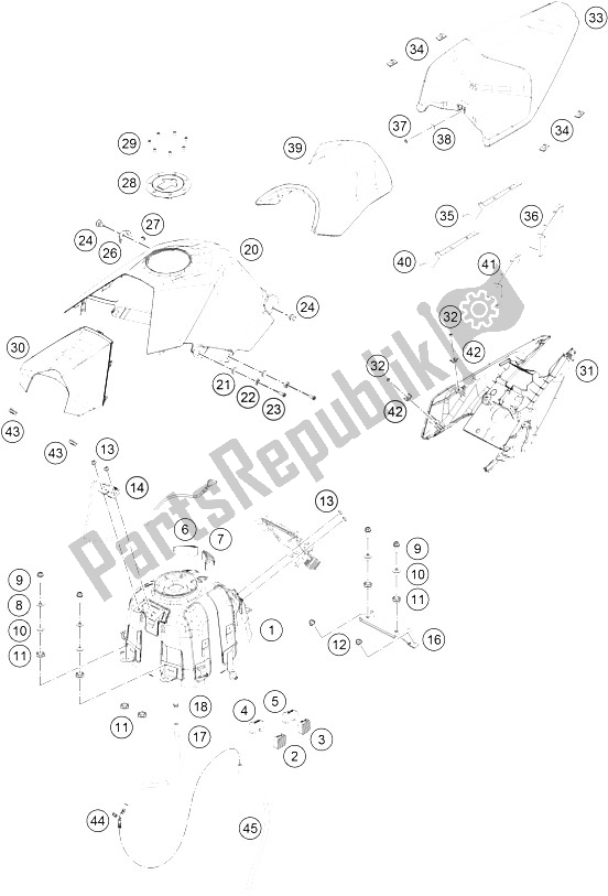 Toutes les pièces pour le Réservoir, Siège, Couvertures du KTM RC 390 White ABS B D 15 USA 2015