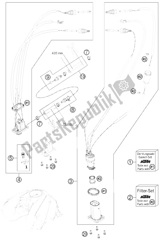 Todas las partes para Bomba De Combustible de KTM 690 Duke White Australia United Kingdom 2012