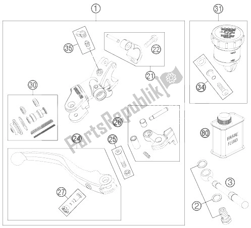 Tutte le parti per il Cilindro Del Freno A Mano del KTM 450 SMR Europe 2013