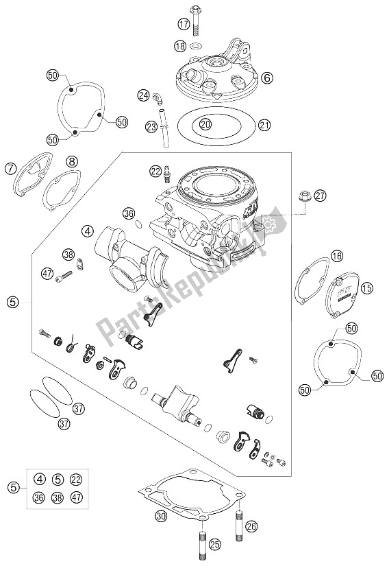 Tutte le parti per il Testata del KTM 250 SXS Europe 2006