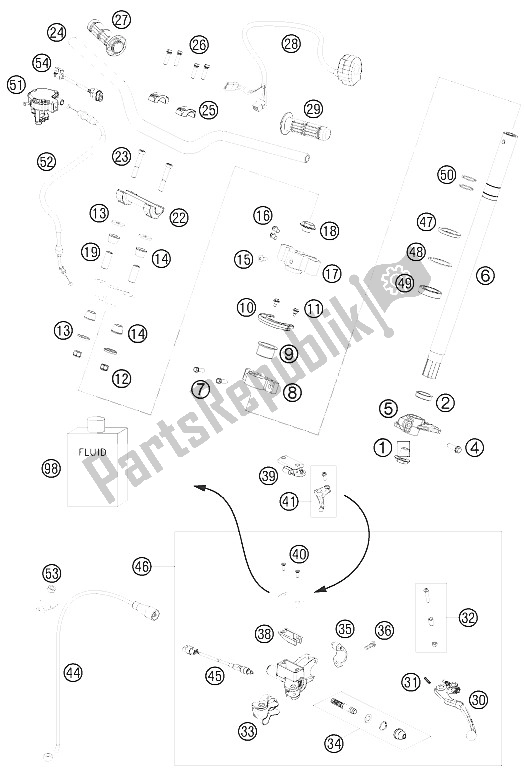 Tutte le parti per il Manubrio, Comandi del KTM 525 XC ATV Europe 2008