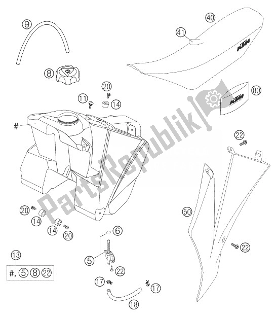 All parts for the Fuel Tank, Seat, Cover 85 Sx of the KTM 85 SX Europe 2003