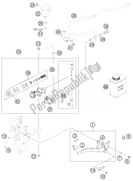 All parts for the Rear Brake Control of the KTM 690 Enduro R USA 2013