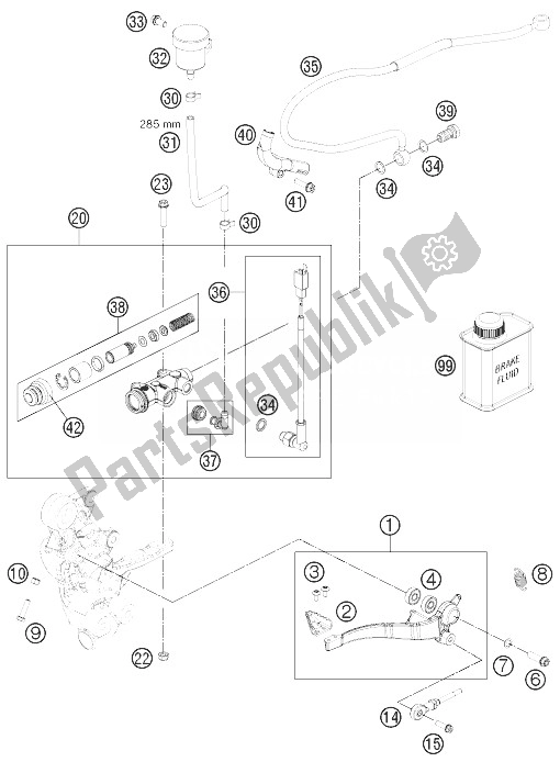 All parts for the Rear Break Control of the KTM 690 SMC R Australia 2013