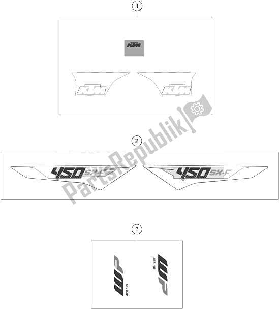 All parts for the Decal of the KTM 450 SX F Europe 2016