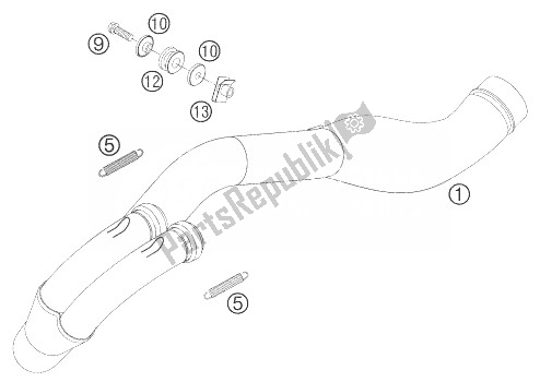 All parts for the Exhaust Manifold of the KTM 400 EXC Racing Europe 2007