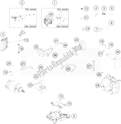 All parts for the Wiring Harness of the KTM 350 EXC F USA 2014