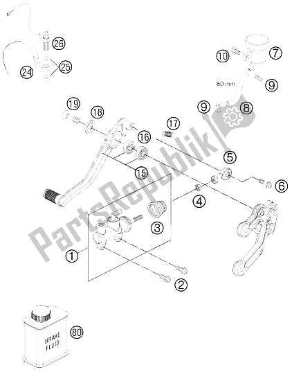 All parts for the Rear Brake Control of the KTM 990 Super Duke R Europe 2012