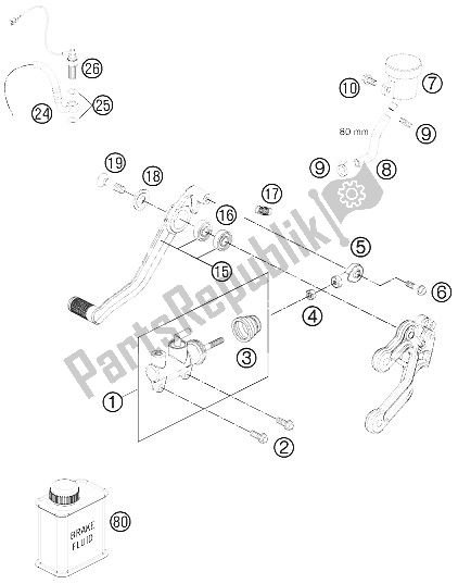 All parts for the Rear Brake Control of the KTM 990 Super Duke R Europe 2012