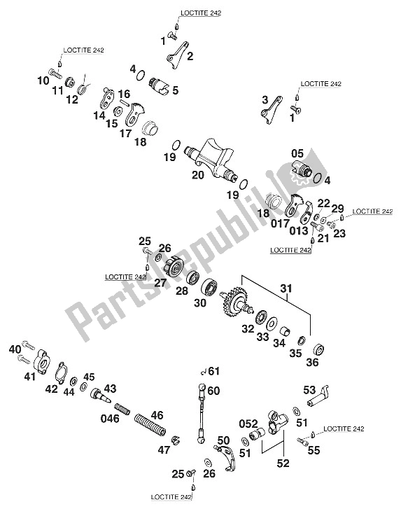 Alle onderdelen voor de Uitlaatklep 250/300 / 360'97 van de KTM 250 EGS M ö 12 KW Europe 730070 1997