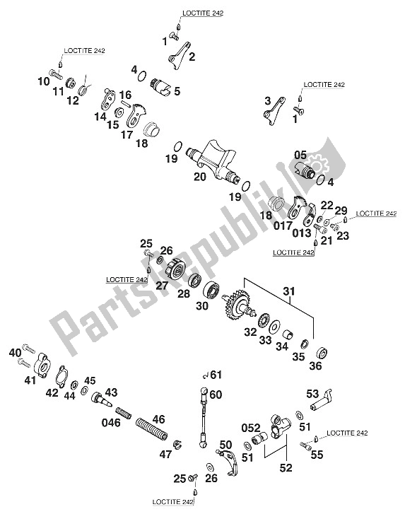 Tutte le parti per il Valvola Di Scarico 250/300/360'97 del KTM 300 EXC M O 13 LT USA 1997