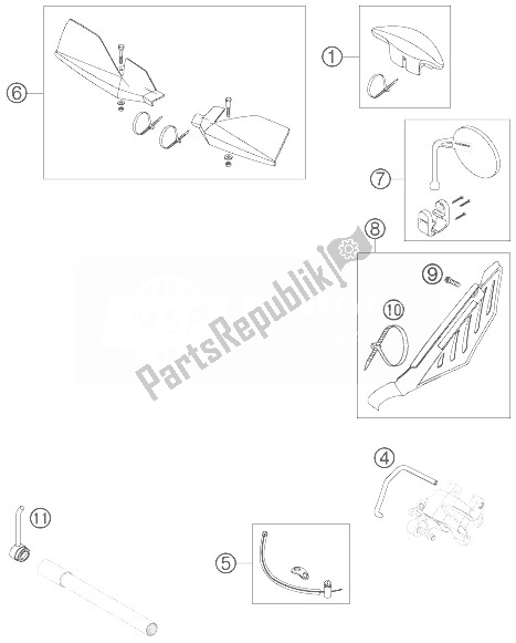 All parts for the Attachment Parts of the KTM 250 EXC F SIX Days Europe 2007