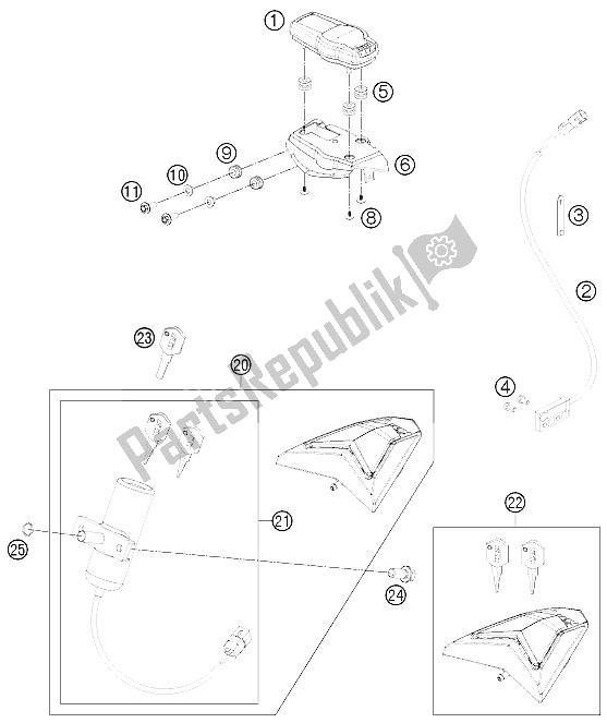 Tutte le parti per il Strumenti / Sistema Di Blocco del KTM 690 Enduro R Europe 2012