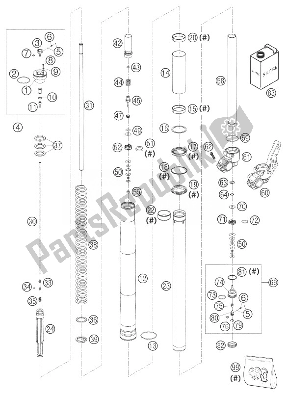 Tutte le parti per il Stelo Forcella Usp43 640 Lc4 Avv del KTM 640 LC4 Adventure Europe 2003