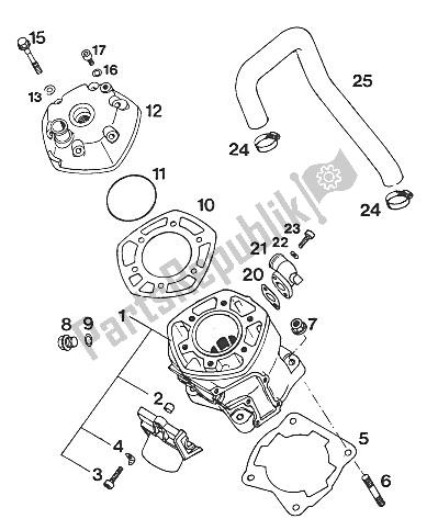 Todas as partes de Cilindro 125 ? 94 do KTM 125 E XC USA 1994