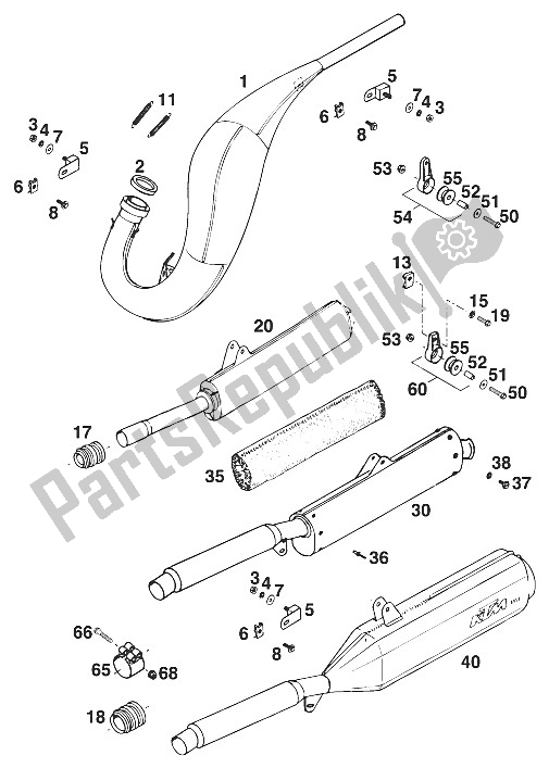 All parts for the Exhaust System 125 ? 94 of the KTM 125 E XC USA 1994