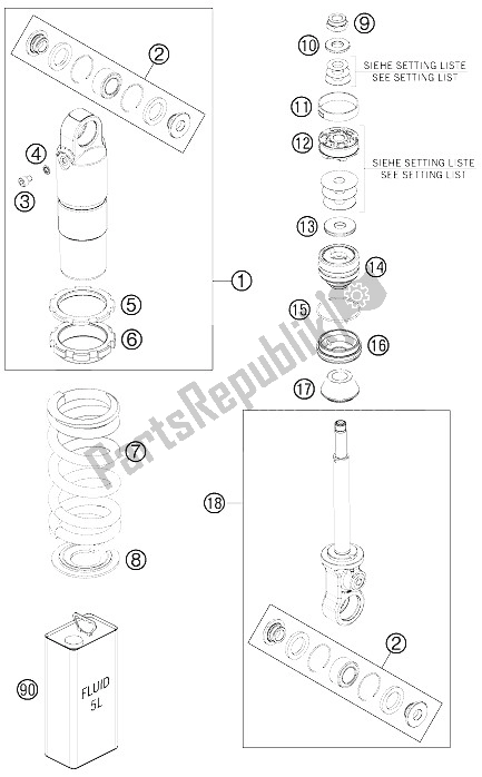 Todas las partes para Monoshock Desmontado de KTM 50 SX Europe 2012