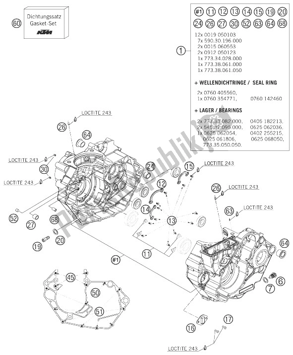 Tutte le parti per il Cassa Del Motore del KTM 450 SX F Europe 2007