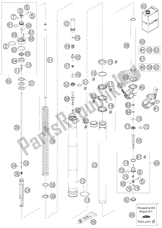 Toutes les pièces pour le Jambes De Fourche Wp Usd 48 du KTM 525 SX Europe 2006