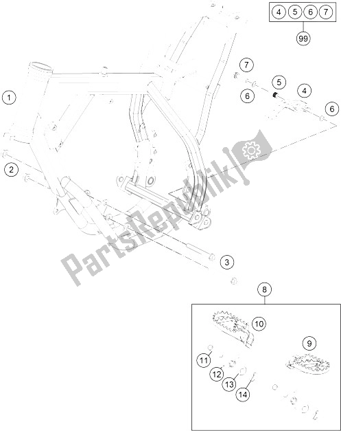 All parts for the Frame of the KTM 50 SX Europe 2016