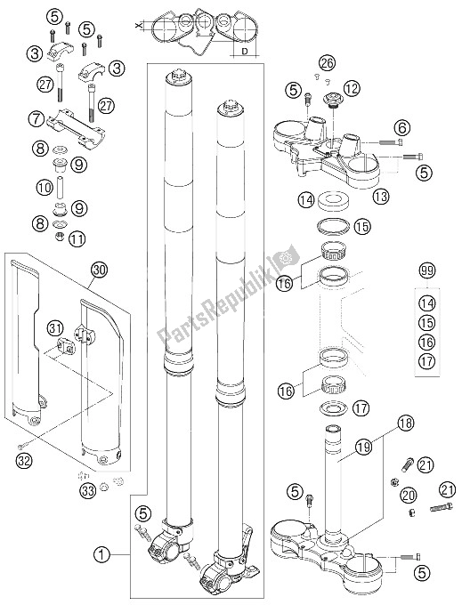 Tutte le parti per il Forcella Telescopica del KTM 950 Superenduro R 06 Europe 2006