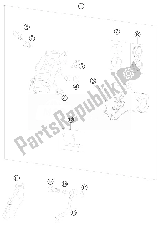 All parts for the Brake Caliper Rear of the KTM 990 Supermoto R France 2010