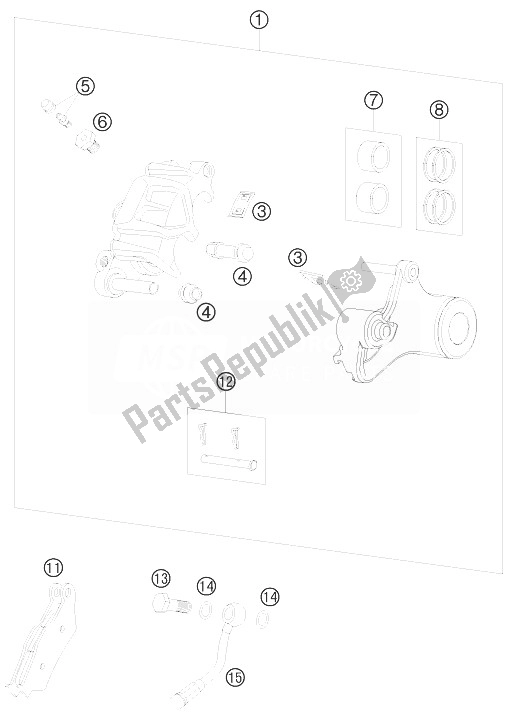 All parts for the Brake Caliper Rear of the KTM 990 Supermoto T Silver Europe 2010