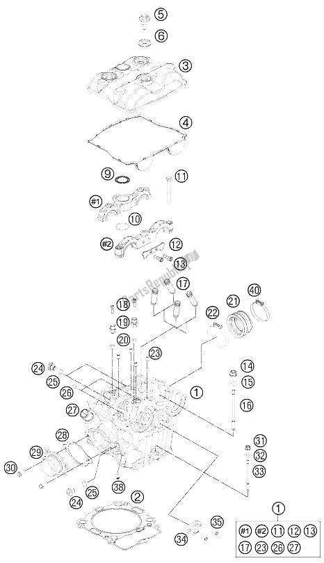 All parts for the Cylinder Head of the KTM 450 SX F Europe 2012