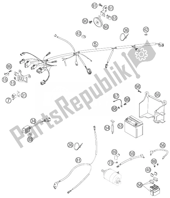 All parts for the Wiring Harness of the KTM 525 EXC USA 2007