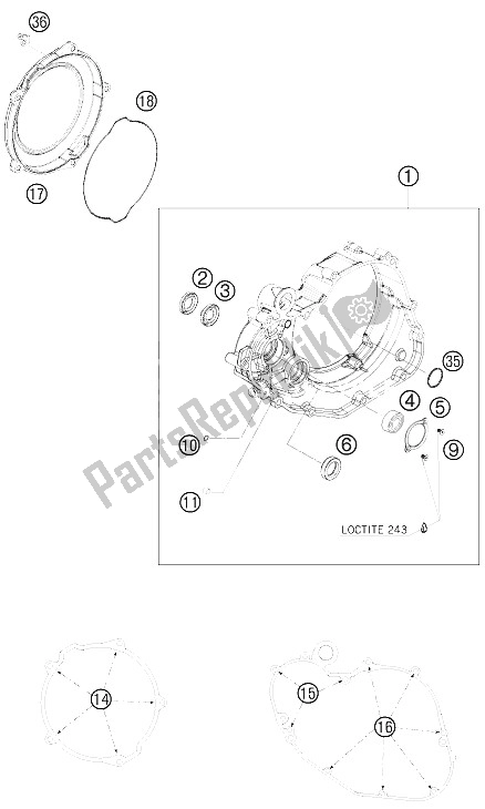 Tutte le parti per il Coperchio Frizione del KTM 450 SX ATV Europe 2009