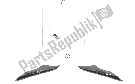 All parts for the Decal of the KTM 250 XC F USA 2014