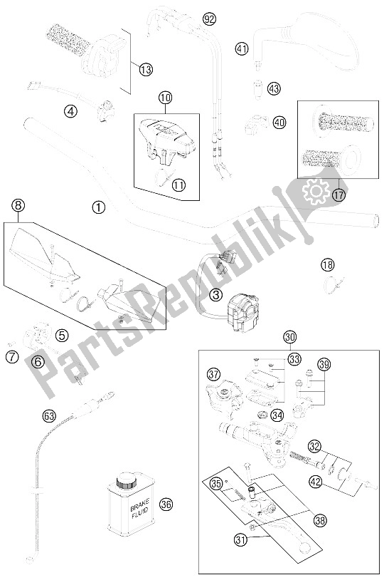 Alle onderdelen voor de Stuur, Bedieningselementen van de KTM 450 EXC USA 2011