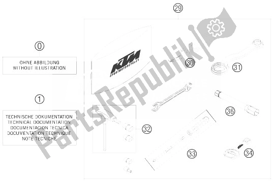 All parts for the Accessories Kit of the KTM 690 Supermoto Black Europe 2007