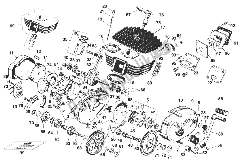 Todas as partes de Motor S5-gs Morini 50ccm '99 do KTM 50 SX PRO Junior USA 1999