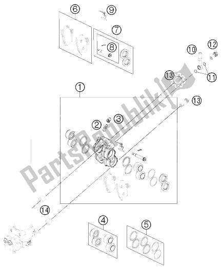 All parts for the Brake Caliper Front of the KTM Freeride 250 R Europe 2014